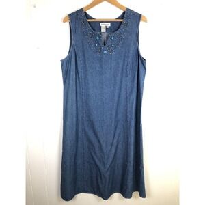 Coldwater Creek Blue Embellished Midi Dress